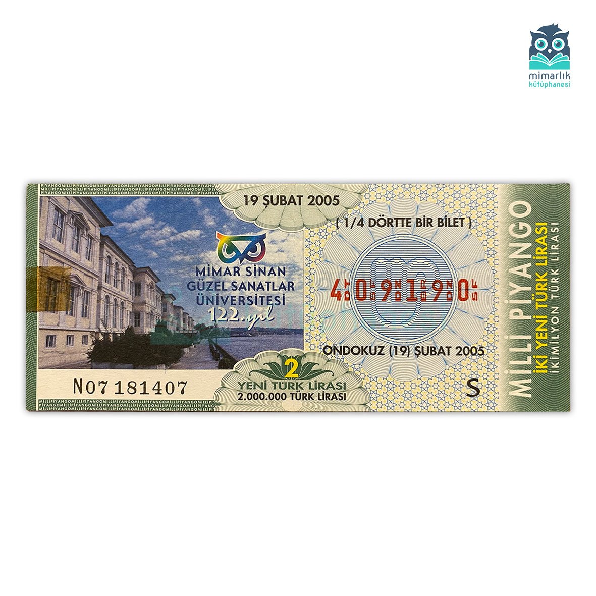 MSGSÜ 122. Yıl Milli Piyango Bileti